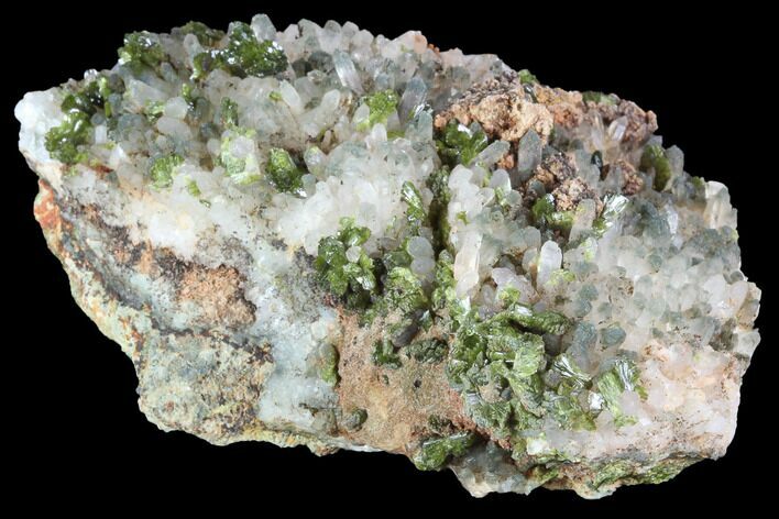 Lustrous Epidote with Quartz Crystals - Morocco #91223